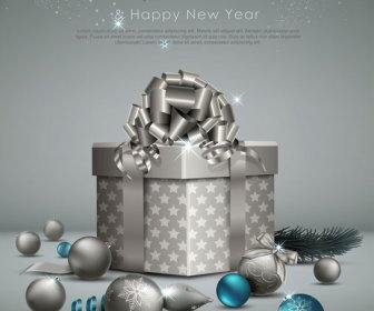 Classic Gray Christmas Background With Ribbon Pattern Vector