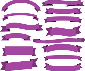 古典的な紫色のリボン バナー コレクション