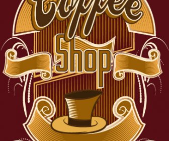 Küme Klasik Kahve Dükkanı Logoları Vektör