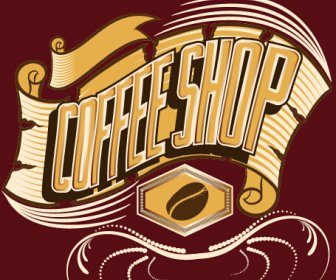 Küme Klasik Kahve Dükkanı Logoları Vektör