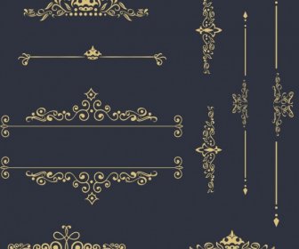 Elemen Desain Dekorasi Klasik Simetri Melengkung Berbagai Ornamen