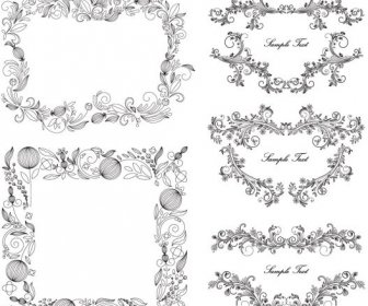 Classical Floral Frame Vector
