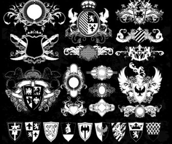 Classical Heraldry Ornaments Vector
