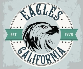 Classical Label Template Eagle Icon Flat Retro Design