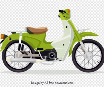 Sepeda Motor Klasik Template Hijau Dekorasi