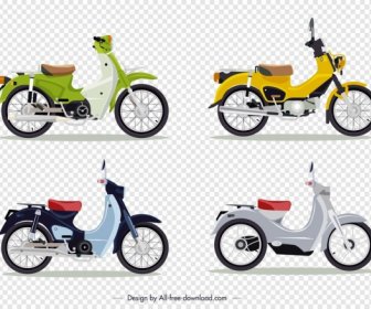 Sepeda Motor Klasik Template Warna-warni Sketsa