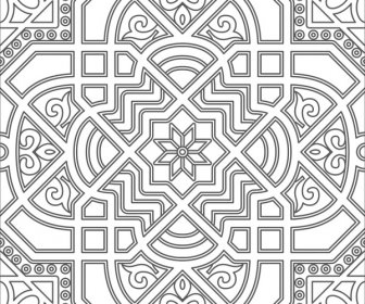 黒白い対称スタイルの古典的なパターン図