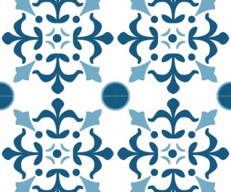Classical Pattern Template Flat Blue Symmetrical Decor