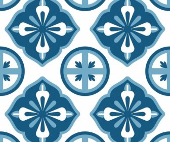 古典的なパターン テンプレート平らな青い対称繰り返し装飾