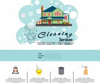 Cleaning Service Advertisement Template Household Icons Decor