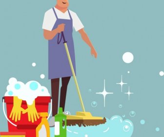 A Decoração Ferramentas Serviço Fundo ícone Masculino Lavagem De Limpeza