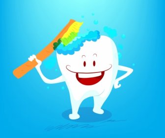 تنظيف الأسنان رمز مضحك تصميم منمق