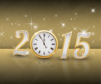 Clock And15 New Year Shiny Background