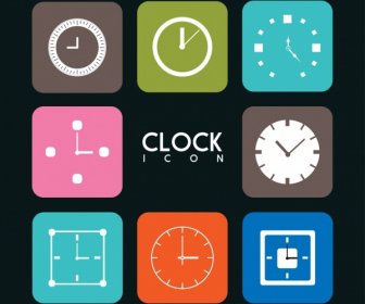 Collecte De Divers Types De Plats Horloge De Couleur Icônes