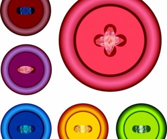Clothes Buttons Icons Collection Various Colored Circles Ornament