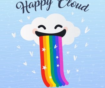Cloud-Hintergrunddekoration Niedlichen Stilisierte Design Regenbogen