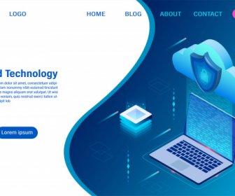 Cloud-Computing-Technologie Konzept Digitaler Service Oder App Mit Datenübertragung Datenverarbeitung Zum Schutz Des Datensicherheitskonzepts Isometri