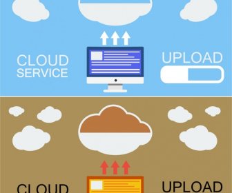 Ilustración De Conceptos De Servicio De Nube En Varios Colores