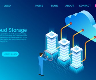 Cloud Storage Technology And Networking Concept Online Computing Technology Big Data Flow Processing Concept Vector Illustration -2