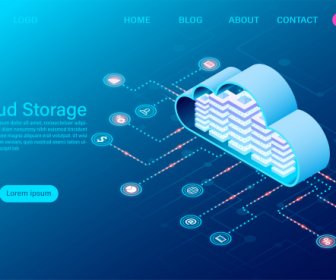 Cloud Storage Technology And Networking Concept Online Computing Technology Big Data Flow Processing Concept Vector Illustration -4