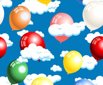 Cloud With Balloon Seamless Pattern Vector