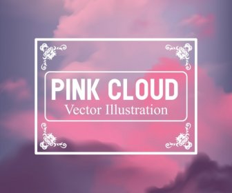 雲の背景ピンクぼかしデザイン クラシック フレーム装飾