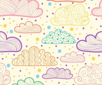 Dibujo De Planos De Nubes Multicolor Handdrawn Sketch