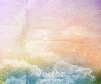 Clouds With Crumpled Paper Vector Background