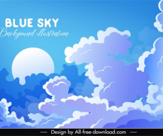 Cloudy Sky Background Blue White Design