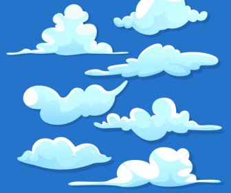 Cloudy Sky Background Template Colored Flat Handdrawn Design