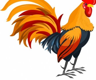 Ayam Ikon Kartun Berwarna-warni Desain
