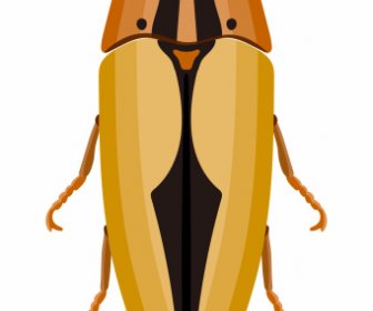 Kecoa Serangga Ikon Berwarna-warni Closeup Sketsa