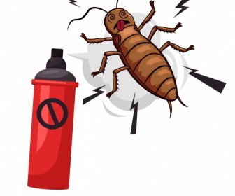 Cockroach Killing Banner Handdrawn Cartoon Sketch