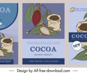 Kakao-Broschüre Schablonen Retro Handgezeichnete Skizze