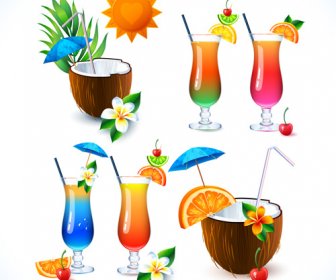 Coconut And Cocktails Vector Graphics 2