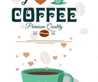 Coffee Advertisement Cup Hearts Icon Beans Vignette Decor