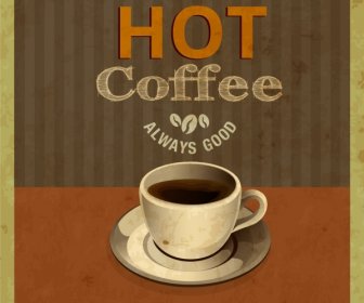 دعاية قهوة الجرونج الرجعية تصميم ديكور كأس