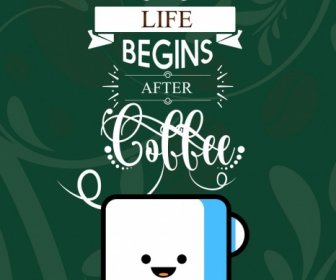 Kaffee-Werbung Stilisierte Tasse Symbol Weiß Kalligraphie Dekoration