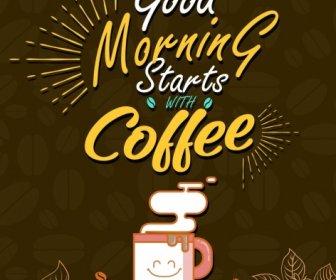 Coffee Advertisement Stylized Cup Texts Decor Bean Backdrop