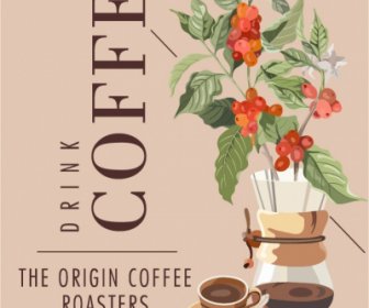 Kaffee-Werbung Hintergrund Texte Floras Dekor Elegante Klassische