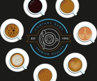 Logo Banner Pubblicità Caffè Tazze Decori In Contrasto