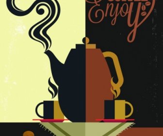 Pot Di Banner Di Pubblicità Caffè Tazza Design Classico Icone