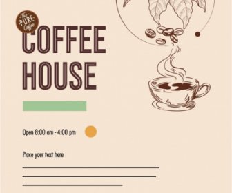 Coffee Advertising Banner Retro Design Cup Bean Sketch