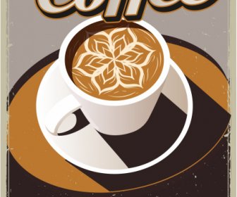 커피 광고 배너 복고풍 디자인 장식 컵 스케치