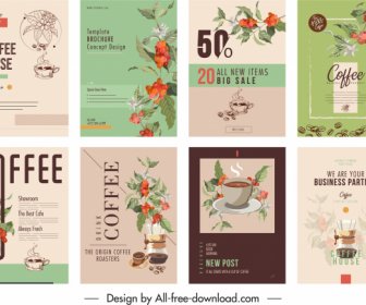 Coffee Brochure Cover Templates Elegant Classic Floral Decor