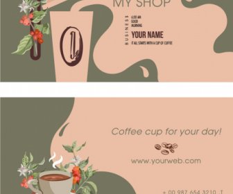 Coffee Business Card Template Elegant Classic Deform Decor