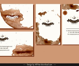 Coffee Business Card Templates Brown Grunge Color Decor