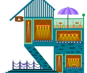 Boceto De La Cafetería Escaleras Al Aire Libre Diseño De Dos Pisos