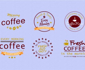 تصميم بطاقة عنونة القهوة مع أنماط مختلفة