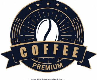 Kahve Etiket şablon Klasik Siyah Yuvarlak Tasarım
